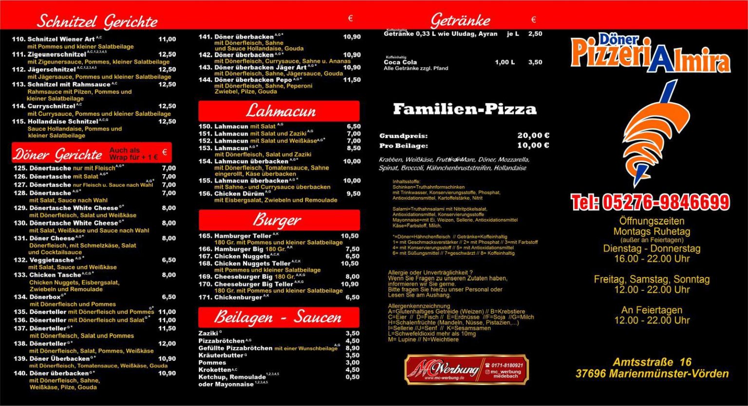 Pizzeria Almira Vörden - Speisekarte (2)